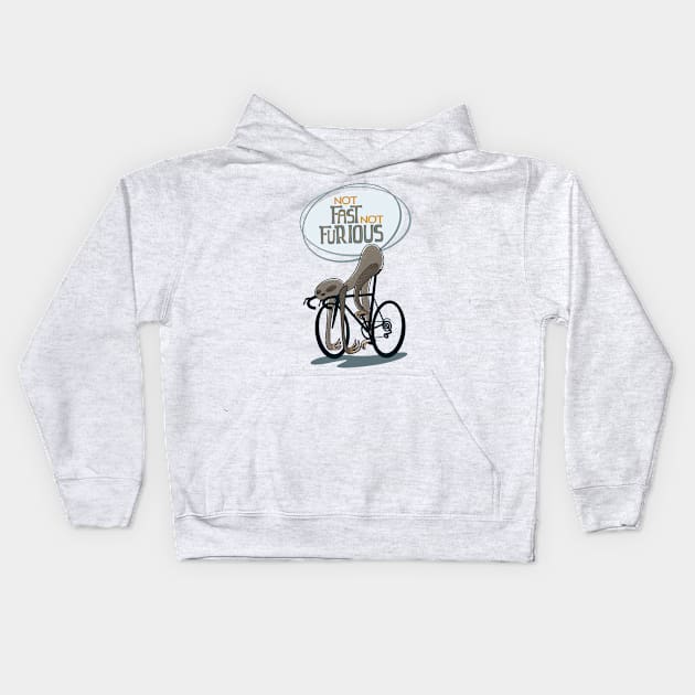 Funny cycling sloth Kids Hoodie by SFDesignstudio